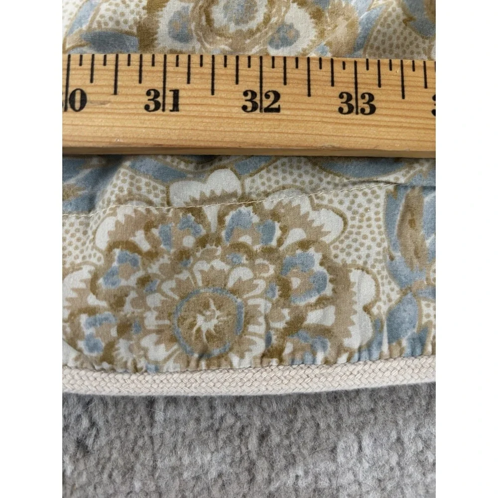 Chaps Ralph Lauren Shams KING Floral‎ Blue Taupe Gold Reversible PAIR Vintage